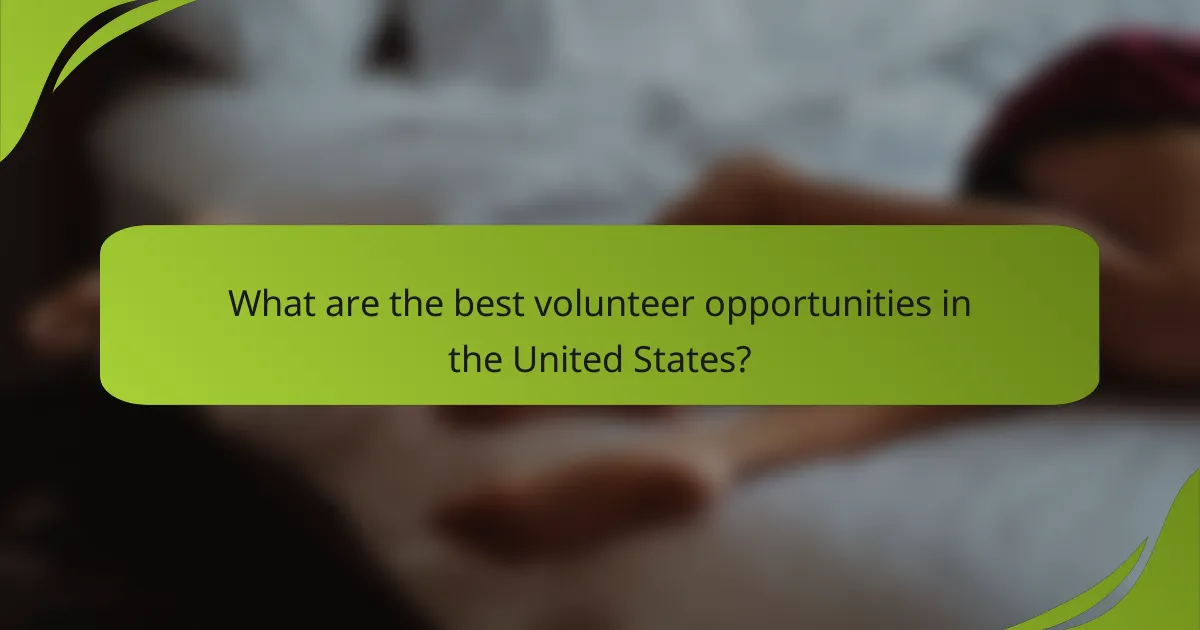 What are the best volunteer opportunities in the United States?